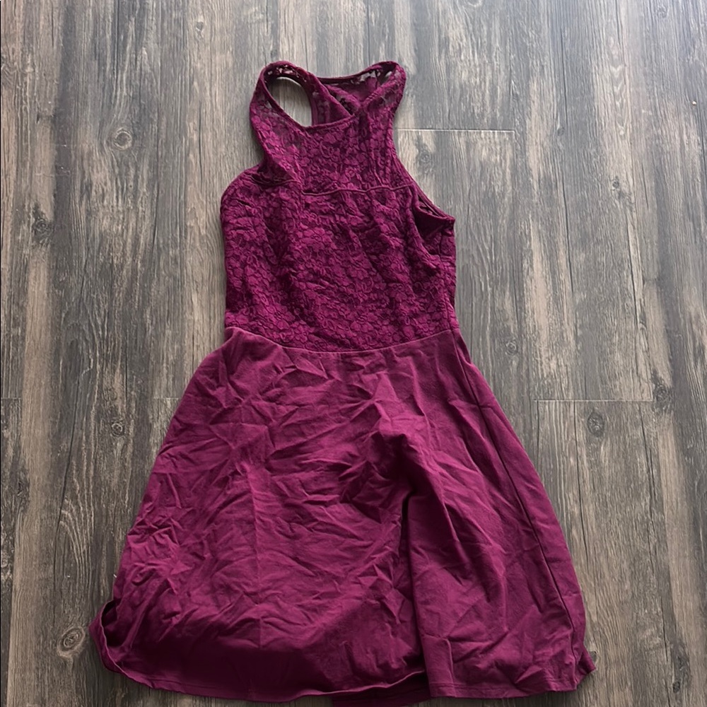 Hollister Deep Red Backless Lace Dress